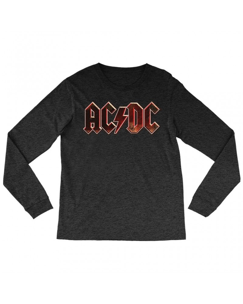 AC/DC Heather Long Sleeve Shirt | Live At River Plate Metallic Logo Shirt $12.58 Shirts