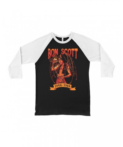 Bon Scott 3/4 Sleeve Baseball Tee | Devilish Rocker 1946-1980 Shirt $11.38 Shirts