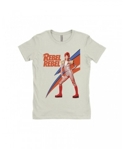 David Bowie Ladies' Boyfriend T-Shirt | Rebel Rebel Aladdin Sane Image Shirt $12.48 Shirts