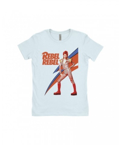 David Bowie Ladies' Boyfriend T-Shirt | Rebel Rebel Aladdin Sane Image Shirt $12.48 Shirts