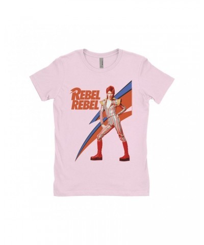 David Bowie Ladies' Boyfriend T-Shirt | Rebel Rebel Aladdin Sane Image Shirt $12.48 Shirts