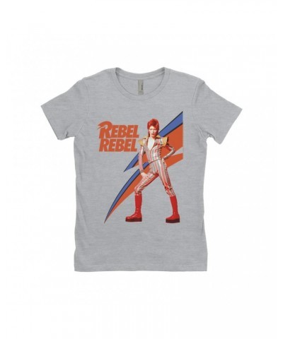 David Bowie Ladies' Boyfriend T-Shirt | Rebel Rebel Aladdin Sane Image Shirt $12.48 Shirts