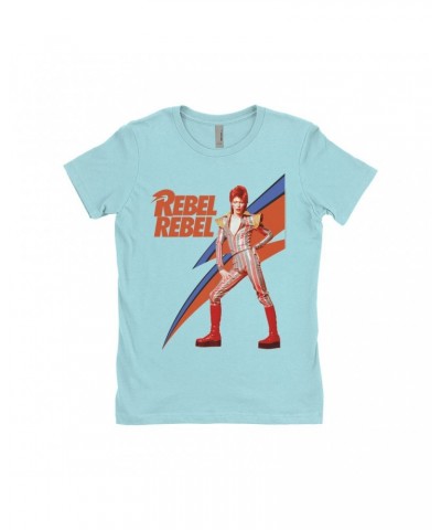 David Bowie Ladies' Boyfriend T-Shirt | Rebel Rebel Aladdin Sane Image Shirt $12.48 Shirts