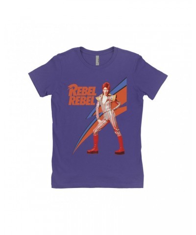 David Bowie Ladies' Boyfriend T-Shirt | Rebel Rebel Aladdin Sane Image Shirt $12.48 Shirts