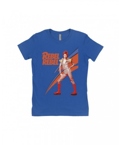 David Bowie Ladies' Boyfriend T-Shirt | Rebel Rebel Aladdin Sane Image Shirt $12.48 Shirts