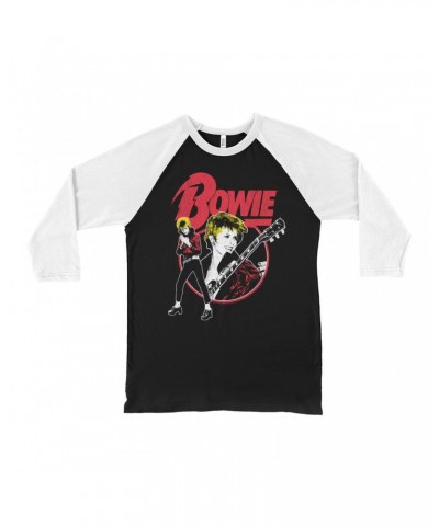 David Bowie 3/4 Sleeve Baseball Tee | 1972 Photo Collage Distressed Shirt $9.58 Shirts