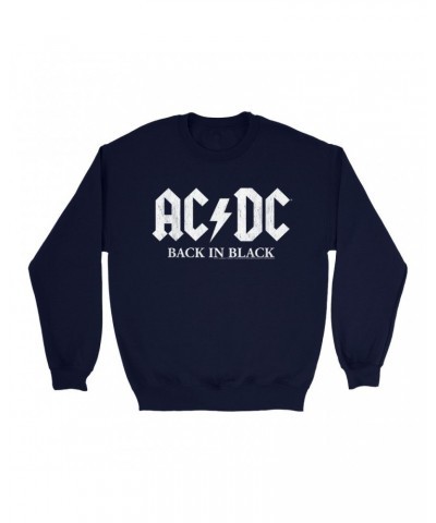 AC/DC Sweatshirt | Back In Black US White Design Sweatshirt $10.83 Sweatshirts