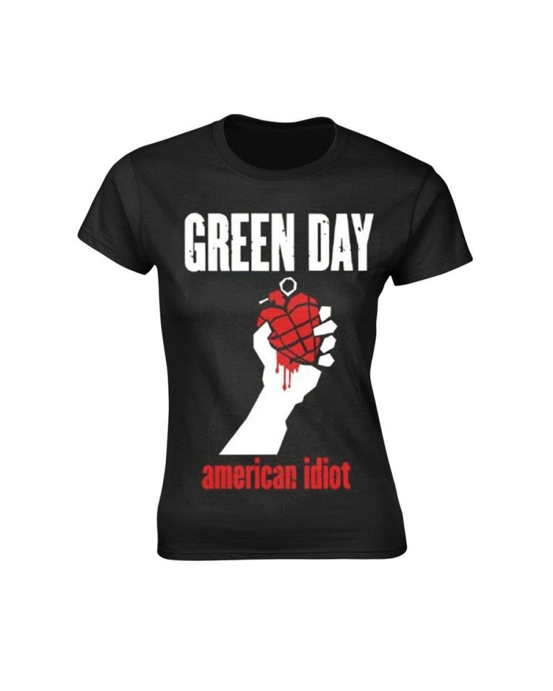 Green Day Women's T Shirt - American Idiot Heart (Black) $13.26 Shirts