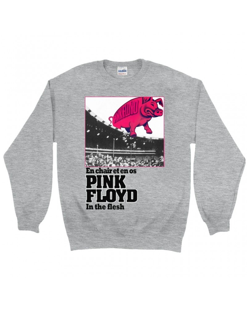 Pink Floyd Sweatshirt | In The Flesh French Concert Poster Sweatshirt $13.28 Sweatshirts