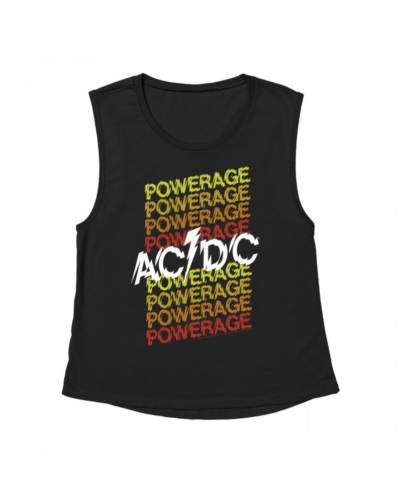 AC/DC Ladies' Muscle Tank Top | Ombre Powerage Powerage Powerage Logo Shirt $14.50 Shirts