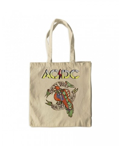 AC/DC Canvas Tote Bag | Dirty Deeds Done Dirt Cheap Tattoo Design Bag $6.44 Bags