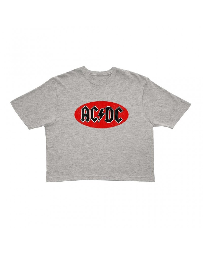 AC/DC Ladies' Crop Tee | Bumper Sticker Logo Distressed Crop T-shirt $8.35 Shirts