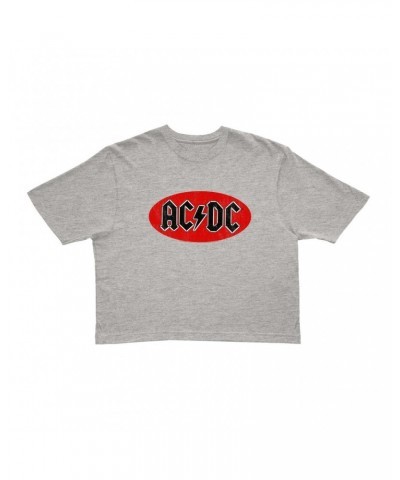 AC/DC Ladies' Crop Tee | Bumper Sticker Logo Distressed Crop T-shirt $8.35 Shirts