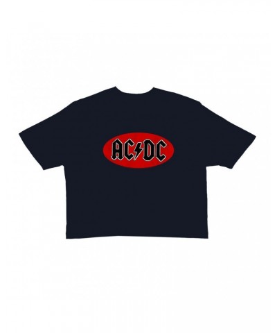 AC/DC Ladies' Crop Tee | Bumper Sticker Logo Distressed Crop T-shirt $8.35 Shirts