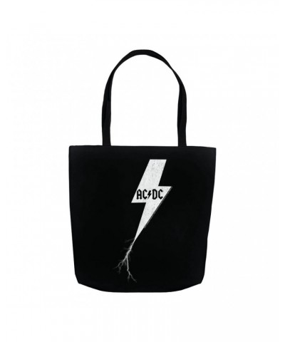 AC/DC Tote Bag | Lightning Bolt Strike Logo Distressed Bag $11.68 Bags