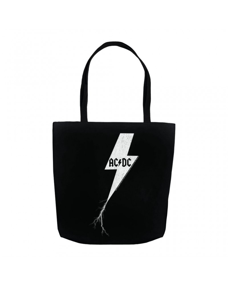 AC/DC Tote Bag | Lightning Bolt Strike Logo Distressed Bag $11.68 Bags