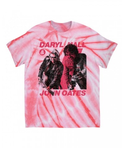 Daryl Hall & John Oates T-Shirt | Pink Line Image Tie Dye Shirt $9.97 Shirts
