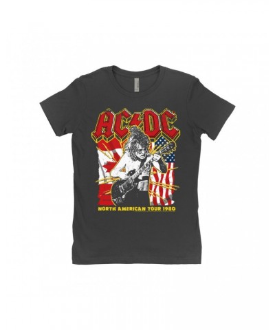 AC/DC Ladies' Boyfriend T-Shirt | North American Tour 1980 Distressed Shirt $8.73 Shirts