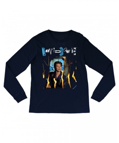 David Bowie Long Sleeve Shirt | Never Let Me Down Album Photo And Logo Shirt $11.68 Shirts
