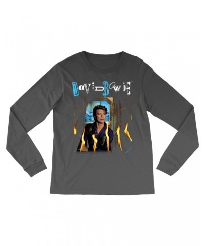 David Bowie Long Sleeve Shirt | Never Let Me Down Album Photo And Logo Shirt $11.68 Shirts