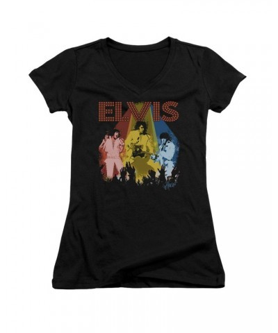 Elvis Presley Junior's V-Neck Shirt | VEGAS REMEMBERED Junior's Tee $5.76 Shirts