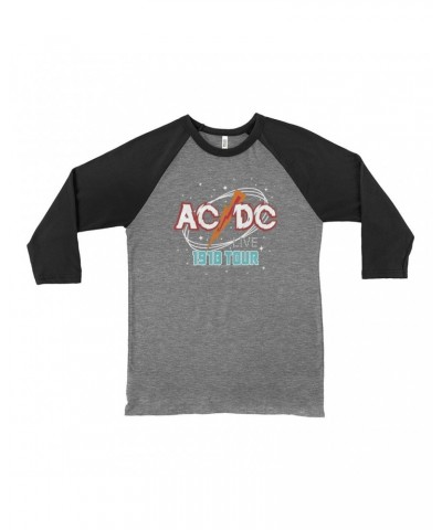 AC/DC 3/4 Sleeve Baseball Tee | Red Universe 1978 Tour Design Shirt $11.38 Shirts