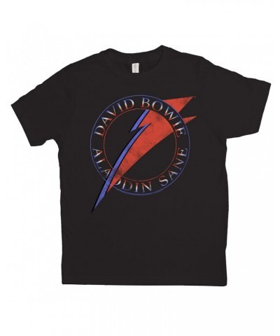 David Bowie Kids T-Shirt | Red And Blue Aladdin Sane Logo Distressed Kids Shirt $6.89 Kids