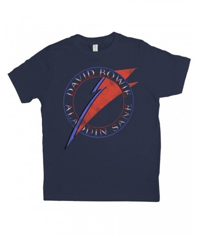 David Bowie Kids T-Shirt | Red And Blue Aladdin Sane Logo Distressed Kids Shirt $6.89 Kids