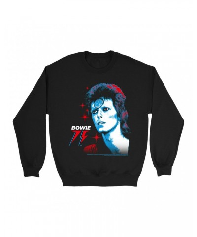 David Bowie Sweatshirt | Ziggy Stardust Celebrating 75th Sweatshirt $12.93 Sweatshirts
