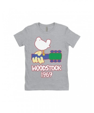 Woodstock Ladies' Boyfriend T-Shirt | 1969 Music Festival Outline Shirt $8.98 Shirts