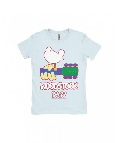 Woodstock Ladies' Boyfriend T-Shirt | 1969 Music Festival Outline Shirt $8.98 Shirts